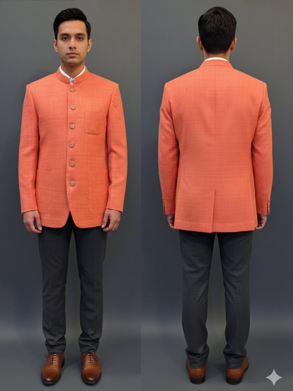 Coral Orange Bandhgala Jodhpuri Suit Jacket
